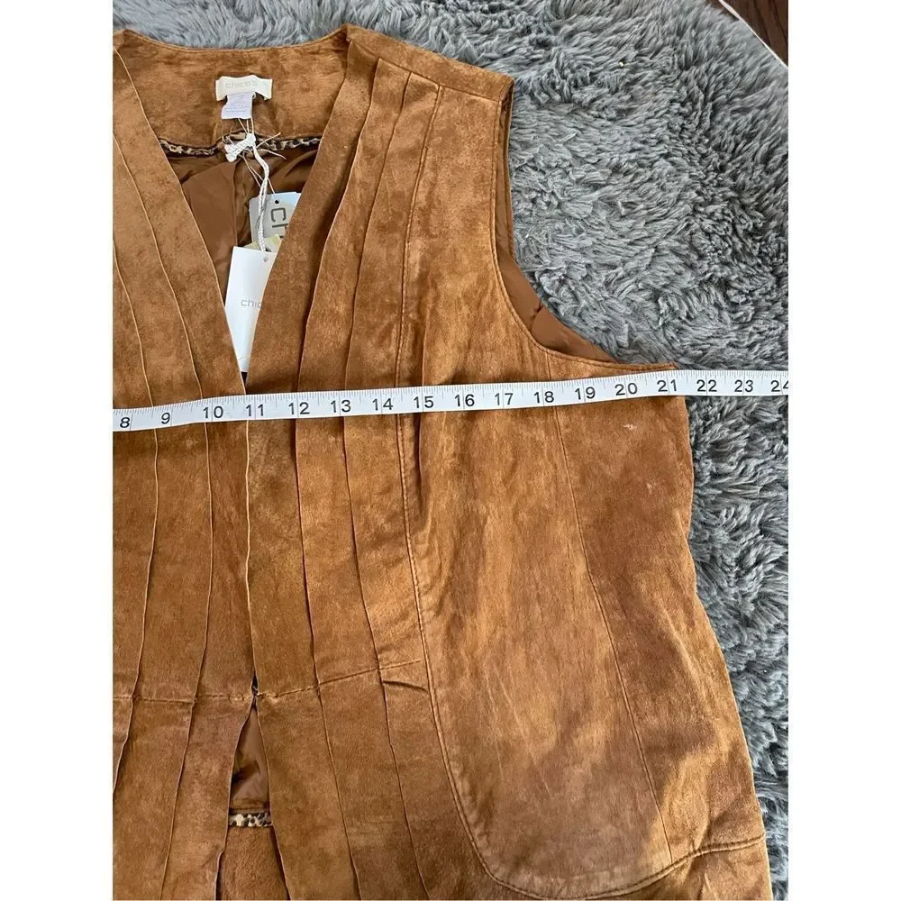NWT Chicos 100% leather ruffle vest‎ size xl